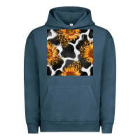 Pigment Midnight Navy cowhide leopard sunflower seamless pattern Urban Hoodie - BundleAndBundleShop