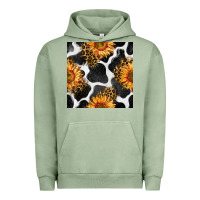 Pigment Oil Green cowhide leopard sunflower seamless pattern Urban Hoodie - BundleAndBundleShop