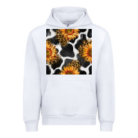 White cowhide leopard sunflower seamless pattern Urban Hoodie - BundleAndBundleShop