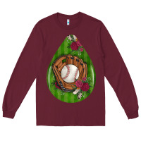 Burgundy baseball and western roses teardrop  4 Long Sleeve Tee - BundleAndBundleShop
