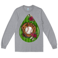 Heather Grey baseball and western roses teardrop  4 Long Sleeve Tee - BundleAndBundleShop