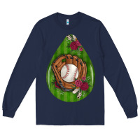 Navy baseball and western roses teardrop  4 Long Sleeve Tee - BundleAndBundleShop