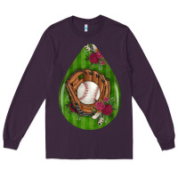 Plum baseball and western roses teardrop  4 Long Sleeve Tee - BundleAndBundleShop
