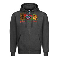 Charcoal Heather Peace love tacos Zipper Hoodie - NancyCooperArtShop