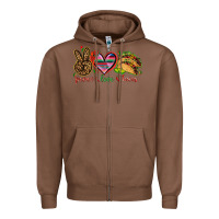 Chestnut Peace love tacos Zipper Hoodie - NancyCooperArtShop