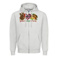 Dove Grey Peace love tacos Zipper Hoodie - NancyCooperArtShop