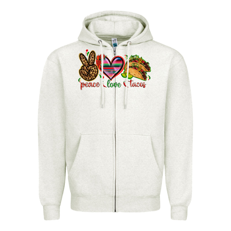 Peace Love Tacos Zipper Hoodie by NancyCooperArtShop | Teevron