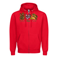 Red Peace love tacos Zipper Hoodie - NancyCooperArtShop