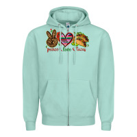 Seafoam Peace love tacos Zipper Hoodie - NancyCooperArtShop