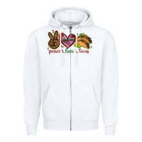 White Peace love tacos Zipper Hoodie - NancyCooperArtShop