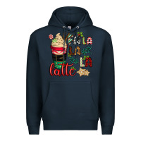 Navy Fa la la la latte Premium Hoodie - CowGirlArtShop