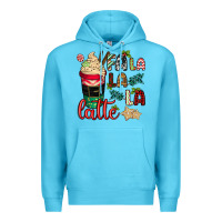 Ocean Blue Fa la la la latte Premium Hoodie - CowGirlArtShop