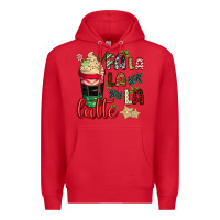 Red Fa la la la latte Premium Hoodie - CowGirlArtShop
