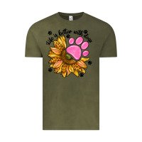 Vintage Olive life is better with dogs Vintage Tee - NancyCooperArtShop