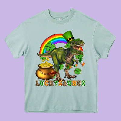 Luckysaurus And St Patricks Heavy Core Tee Designed By Adodesignshop