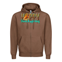 Chestnut Happy Thanksgiving with Turkey Zipper Hoodie - texasbilliewilder