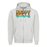 Dove Grey Happy Thanksgiving with Turkey Zipper Hoodie - texasbilliewilder