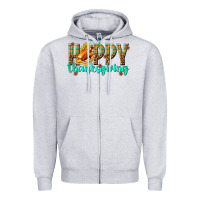 Heather Grey Happy Thanksgiving with Turkey Zipper Hoodie - texasbilliewilder