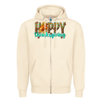 Sandshell Happy Thanksgiving with Turkey Zipper Hoodie - texasbilliewilder