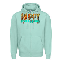 Seafoam Happy Thanksgiving with Turkey Zipper Hoodie - texasbilliewilder
