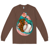 Chestnut baseball and western roses teardrop  3 Long Sleeve Tee - BundleAndBundleShop