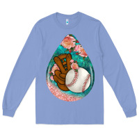 Colony Blue baseball and western roses teardrop  3 Long Sleeve Tee - BundleAndBundleShop