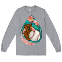 Heather Grey baseball and western roses teardrop  3 Long Sleeve Tee - BundleAndBundleShop