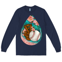 Navy baseball and western roses teardrop  3 Long Sleeve Tee - BundleAndBundleShop