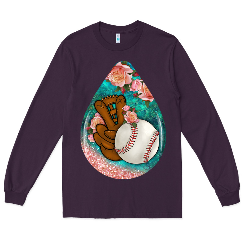 Baseball And Western Roses Teardrop  3 Long Sleeve Tee by BundleAndBundleShop | Teevron