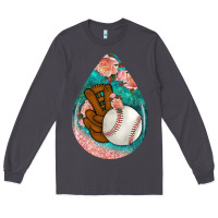 Smoke baseball and western roses teardrop  3 Long Sleeve Tee - BundleAndBundleShop