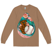 Toasted Coconut baseball and western roses teardrop  3 Long Sleeve Tee - BundleAndBundleShop