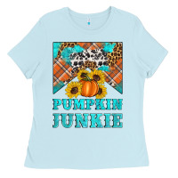 Baby Blue pumpkin junkie Ladies Tee - Artiststas