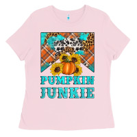 Bubblegum Pink pumpkin junkie Ladies Tee - Artiststas