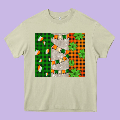 Irish Flag With Shamrocks And Heart Heavy Core Tee Designed By Adodesignshop
