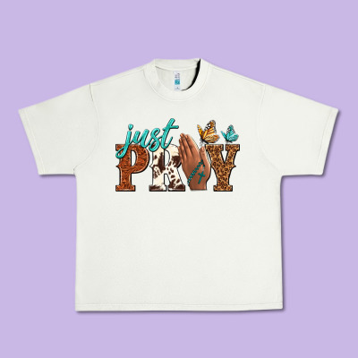 Just Pray Urban Heavy Tee Designed By Nancycooperartshop