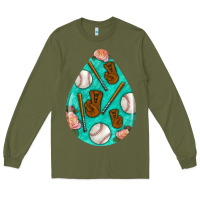 Army Green baseball and western roses teardrop  5 Long Sleeve Tee - BundleAndBundleShop