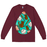 Burgundy baseball and western roses teardrop  5 Long Sleeve Tee - BundleAndBundleShop