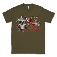 Army Green Merry Christmas  skull Classic Tee - CowhideDigitalArt