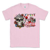 Bubblegum Pink Merry Christmas  skull Classic Tee - CowhideDigitalArt