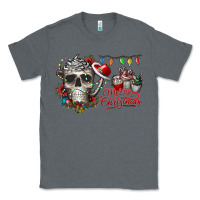 Charcoal Heather Merry Christmas  skull Classic Tee - CowhideDigitalArt