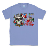 Colony Blue Merry Christmas  skull Classic Tee - CowhideDigitalArt