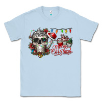 Dusty Blue Merry Christmas  skull Classic Tee - CowhideDigitalArt
