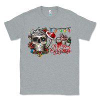 Heather Grey Merry Christmas  skull Classic Tee - CowhideDigitalArt