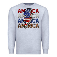 Heather Grey America with lightning bold Premium Sweatshirt - CowGirlArtShop