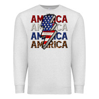 Oatmeal Heather America with lightning bold Premium Sweatshirt - CowGirlArtShop