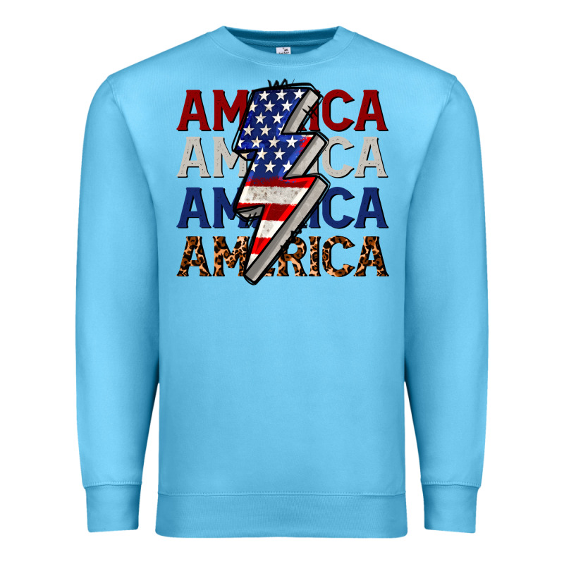America With Lightning Bold Premium Sweatshirt by CowGirlArtShop | Teevron