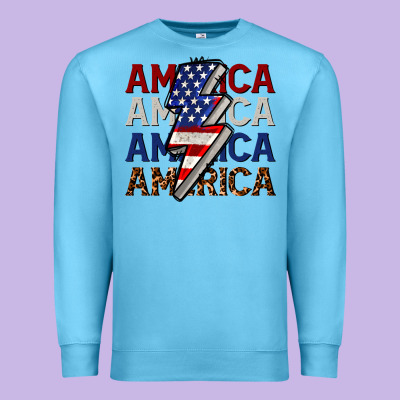 America With Lightning Bold Premium Sweatshirt Designed By Cowgirlartshop