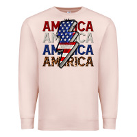 Pale Pink America with lightning bold Premium Sweatshirt - CowGirlArtShop
