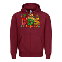 Burgundy I'm dos let's Fiesta Zipper Hoodie - NancyCooperArtShop