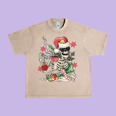 Skeleton Santa Urban Heavy Tee Designed By Maliassmallbusiness